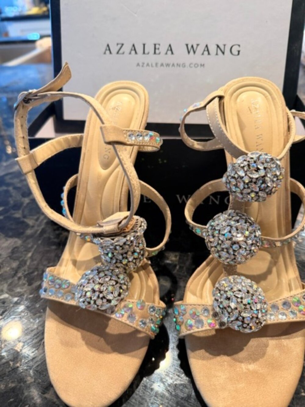 Azalea Wang AB Rhinestone Crystal Heels Sandals Size 8.5 NWT